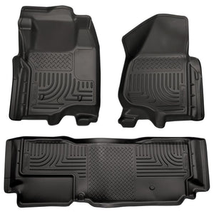 Husky Liners 11-12 Ford SD Super Cab WeatherBeater Combo Black Floor Liners (w/o Manual Trans Case)
