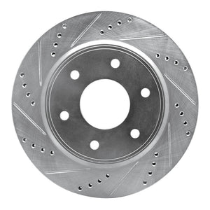 R1 05-07 Infiniti QX56 Front Left Drilled & Slotted Silver Brake Rotor