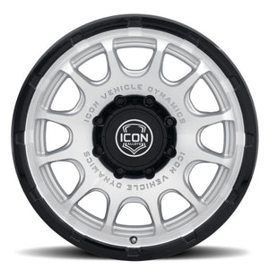 ICON Alloys Rancho 20x9 / 8x170 / 6mm / 5.25in BS Silver MACH w/ Gloss Black Lip Wheel