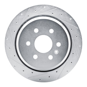 R1 21-22 Chevrolet Colorado Rear Left Drilled & Slotted Silver Brake Rotor