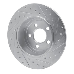 R1 05-23 Chrysler 300 Rear Left Drilled & Slotted Silver Brake Rotor