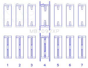 King Engine Bearings Nissan RB26DETT Performance Main Bearing Set - Size +0.25mm