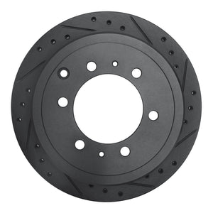 R1 93-97 Lexus LX450 Rear Right Drilled & Slotted Black Brake Rotor