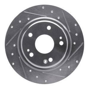 R1 17-20 Honda Civic Coupe Rear Right Drilled & Slotted Silver Brake Rotor