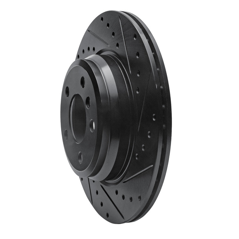 R1 12-20 BMW 335I GT xDrive Rear Right Drilled & Slotted Black Brake Rotor