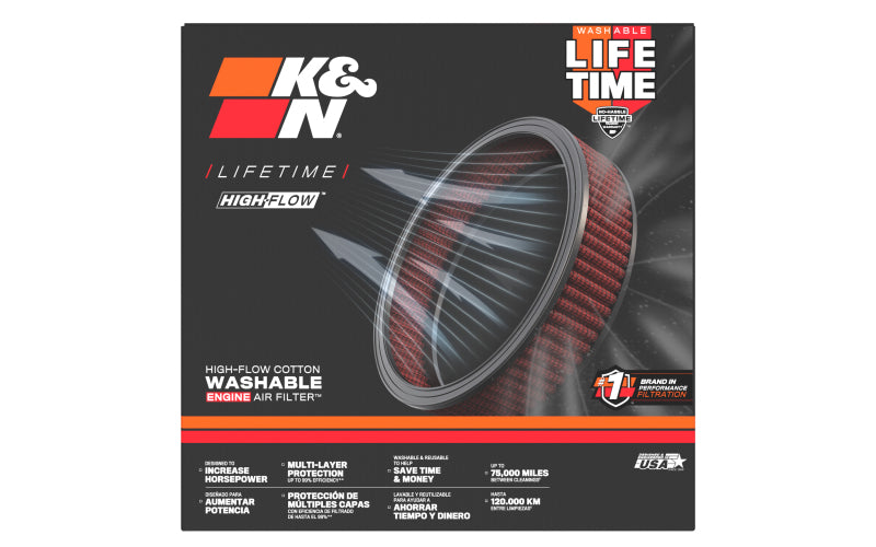 K&N Universal Round Air Filter 9in OD / 7-1/2in ID / 4in Height