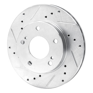 R1 96-98 Nissan 240SX Front Left Drilled & Slotted Silver Brake Rotor