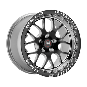 Weld S77 Beadlock 15x10/5x127/6.5 BS/3.18 HB - Black Center - Polished Shell - Black SBL MT Wheel