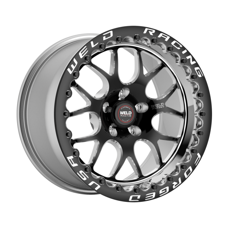 Weld S77 Beadlock 15x8/5x120.65/4.5 BS/3.18 HB - Black Center - Polished Shell - Black SBL MT Wheel