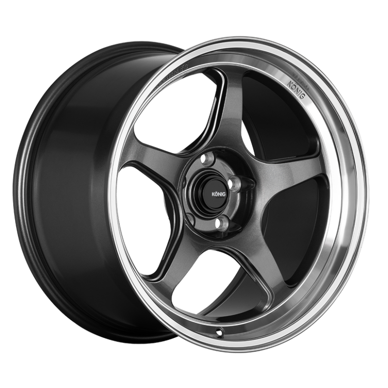 Konig Hyperspec 17x9 4x100 ET45 Anthracite Metallic Wheel w/ Mirror Machined Lip (Knurled Bead)