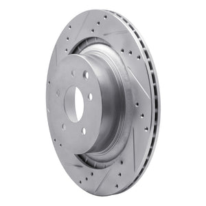 R1 09-20 Nissan 370Z Rear Left Drilled & Slotted Silver Brake Rotor