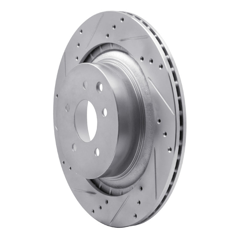 R1 09-20 Nissan 370Z Rear Left Drilled & Slotted Silver Brake Rotor
