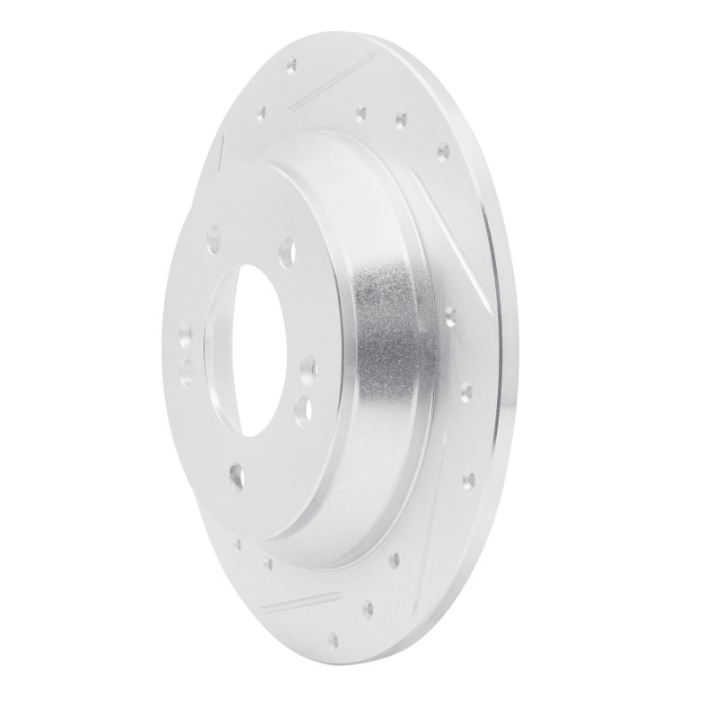 R1 14-23 Hyundai Kona Rear Left Drilled & Slotted Silver Brake Rotor