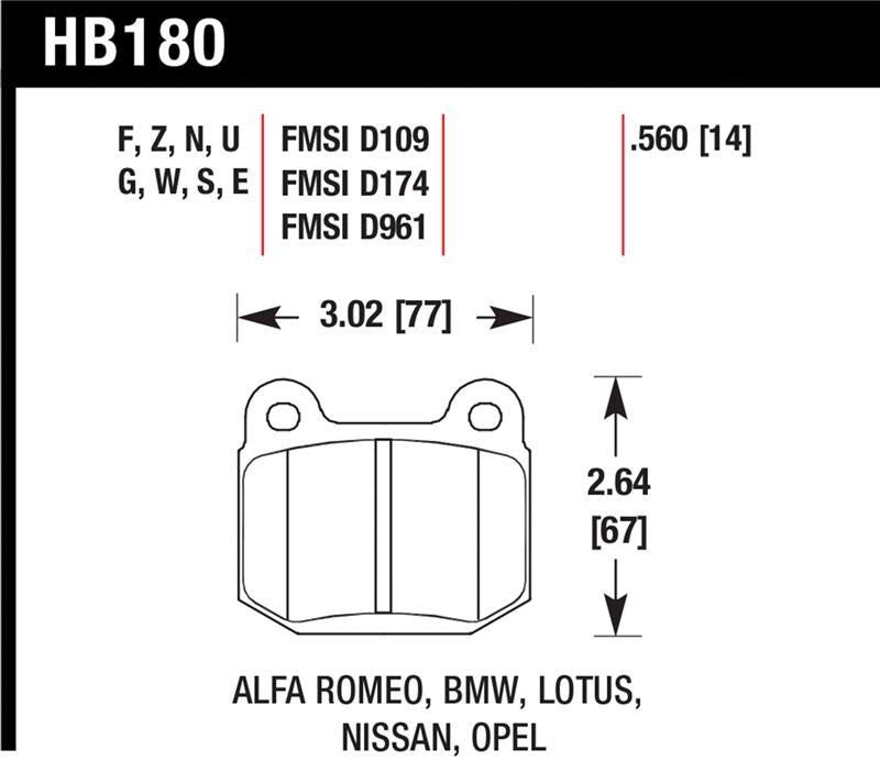Hawk 03-06 Evo / 04-09 STi / 03-07 350z Track HP+ Street Rear Brake Pads