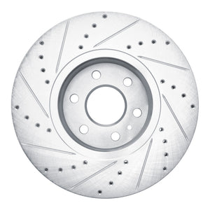 R1 21-22 Chevrolet Colorado Front Right Drilled & Slotted Silver Brake Rotor