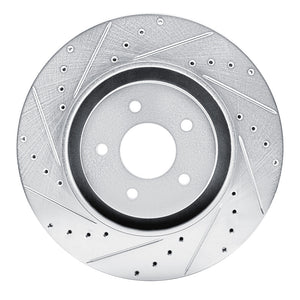 R1 2022-2025 Infiniti QX60 Front Left Drilled & Slotted Silver Brake Rotor