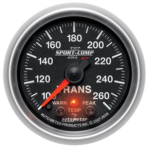 Autometer Elite 52.4mm 100-260F Transmission Temperature Peak & Warn w/ Electronic Control Gauge