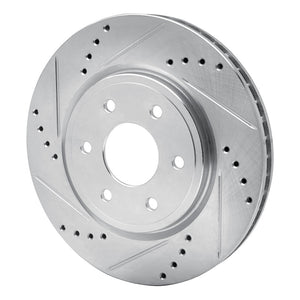 R1 05-25 Nissan Frontier Front Left Drilled & Slotted Silver Brake Rotor