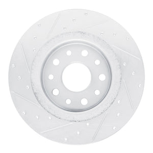 R1 22-25 Jeep Grand Cherokee Rear Right Drilled & Slotted Silver Brake Rotor