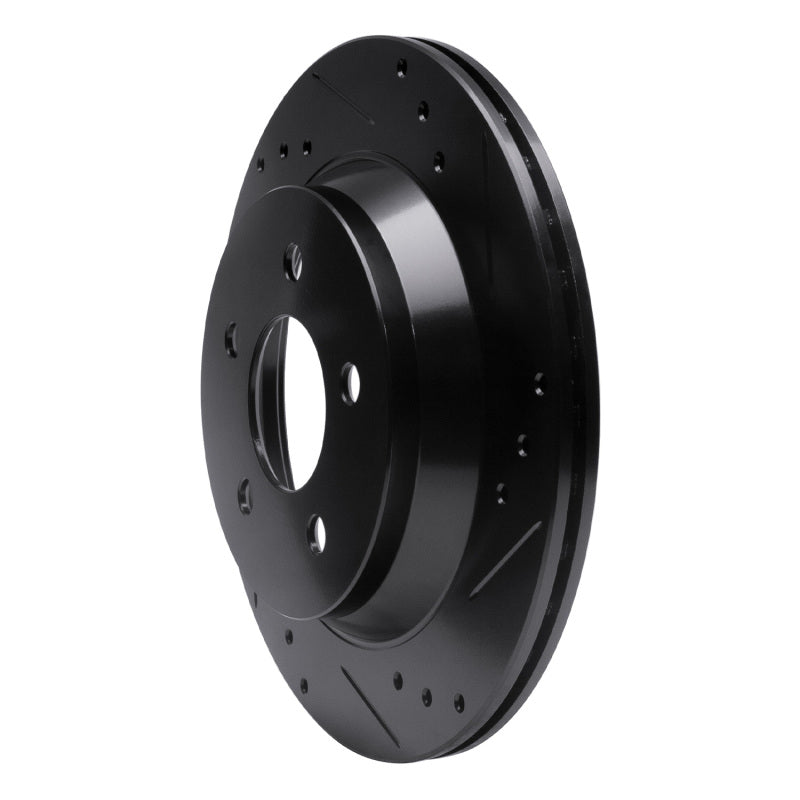 R1 94-04 Ford Mustang Rear Right Drilled & Slotted Black Brake Rotor