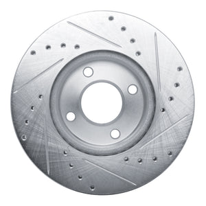 R1 17-25 Nissan Versa Front Left Drilled & Slotted Silver Brake Rotor