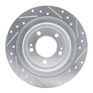 R1 17-25 Hyundai Nexo Rear Left Drilled & Slotted Silver Brake Rotor