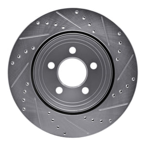R1 05-23 Chrysler 300 Rear Left Drilled & Slotted Silver Brake Rotor