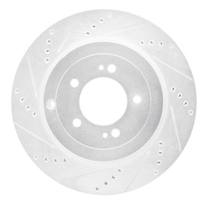 R1 08-15 Mitsubishi Lancer Rear Left Drilled & Slotted Silver Brake Rotor