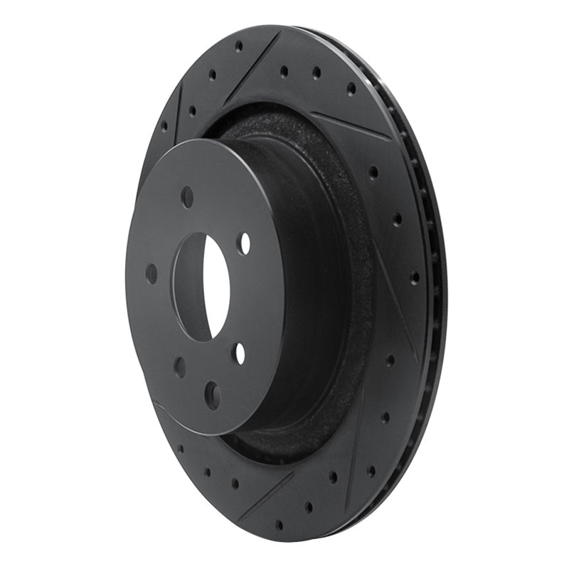 R1 07-15 Infiniti Q60 Rear Left Drilled & Slotted Black Brake Rotor