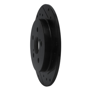 R1 09-24 Lexus CT200H Rear Right Drilled & Slotted Black Brake Rotor
