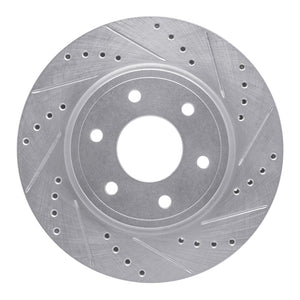 R1 05-21 Nissan Frontier Front Right Drilled & Slotted Silver Brake Rotor