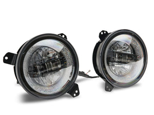 Raxiom 18-22 Jeep Wrangler JL/JT Axial Series LED Headlights- Black Housing (Clear Lens)