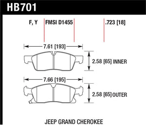 Hawk 11-12 Dodge Durango / 11-12 Jeep Grand Cherokee Perf Ceramic Front Street Brake Pads