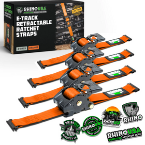 Rhino USA Retractable Ratchet Straps (2Pk 1Inx10Ft) Orange