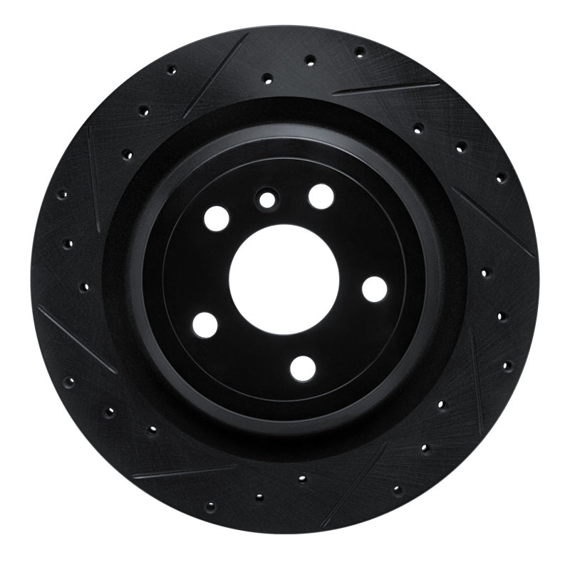 R1 12-19 Mercedes-Benz GLE300D Rear Left Drilled & Slotted Black Brake Rotor