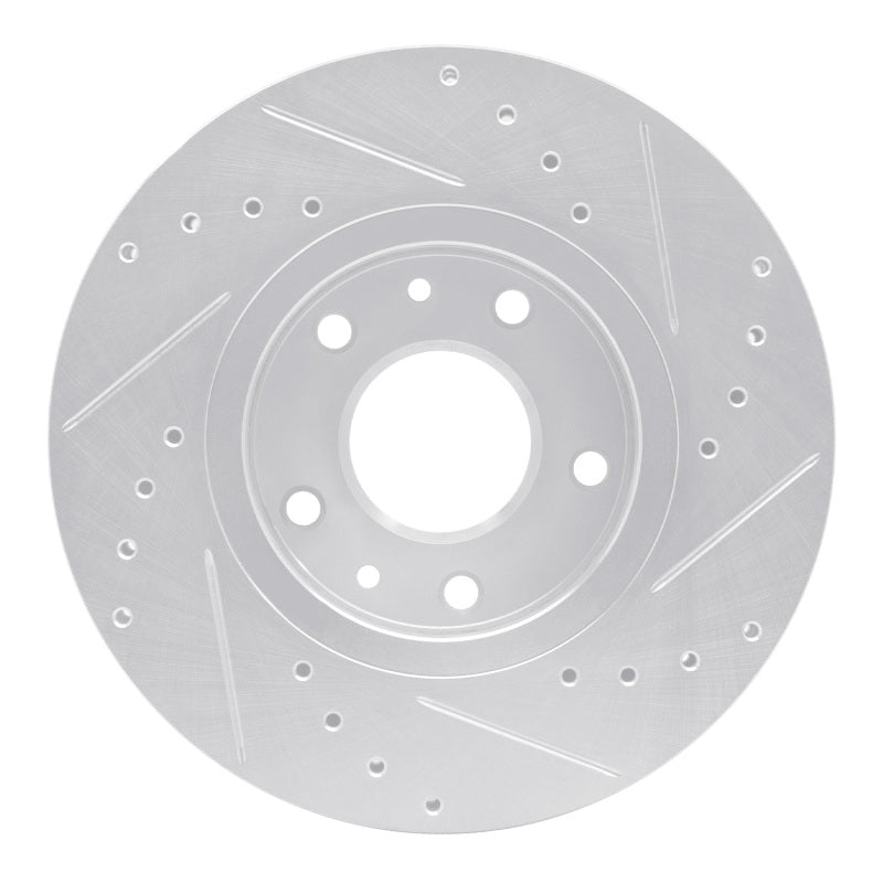 R1 20-25 Nissan Kicks Front Left Drilled & Slotted Silver Brake Rotor