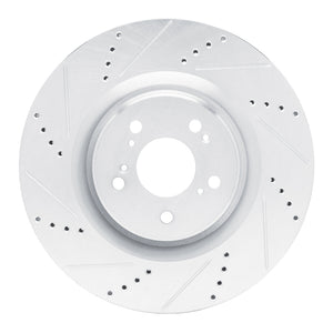 R1 2021-2025 Acura TLX Front Left Drilled & Slotted Silver Brake Rotor
