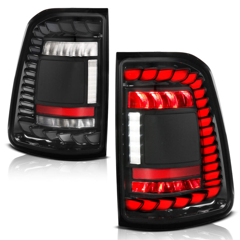 ANZO 19-24 RAM 1500 (Factory LED Models ONLY) Full LED Tail Lights SeqSig Black - Pair