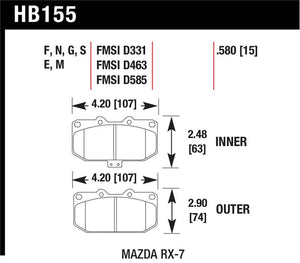 Hawk 90 Mazda RX-7 GXL/U  / 86-91 & 93-95 RX-7 HT-10 Race Front Brake Pads