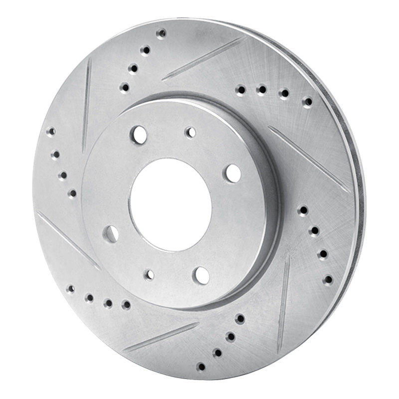 R1 04-04 Mitsubishi Lancer Front Left Drilled & Slotted Silver Brake Rotor