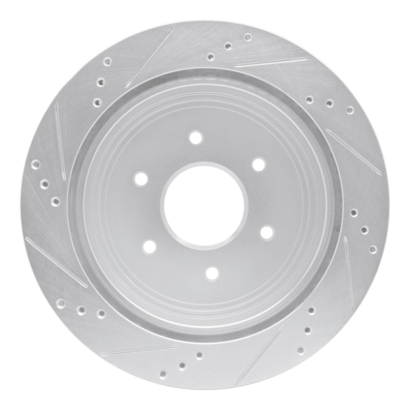 R1 17-24 Nissan Titan Rear Right Drilled & Slotted Silver Brake Rotor