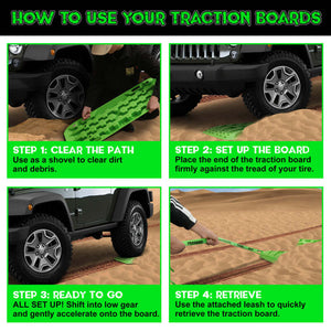 Rhino USA Recovery Traction Boards - Green (Pair)