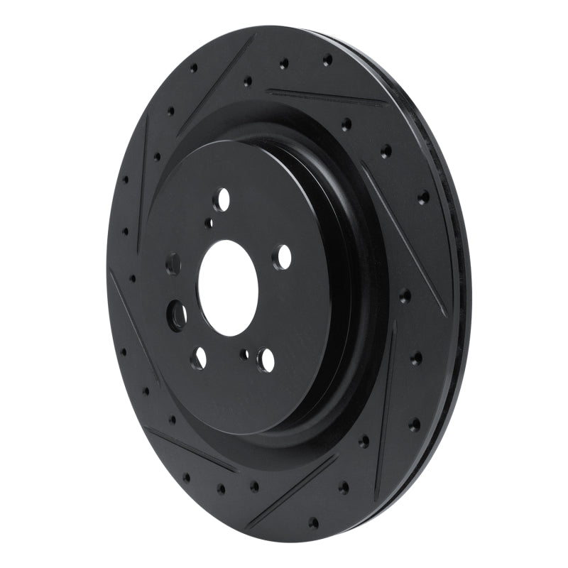 R1 2020-2025 Lexus RX350 Rear Left Drilled & Slotted Black Brake Rotor