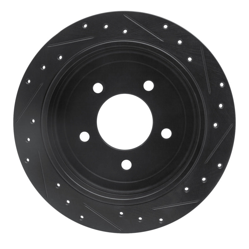 R1 97-04 Ford F-150 RWD Rear Left Drilled & Slotted Black Brake Rotor