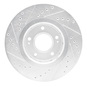 R1 09-15 Mitsubishi Lancer Front Right Drilled & Slotted Silver Brake Rotor