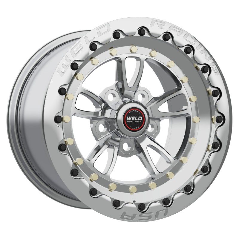 Weld Full Throttle Beadlock 15x10/5x4.75/5.5 BS/3.18 HB-Polished Cntr-Pol. Shell-Pol. SBL MT Wheel