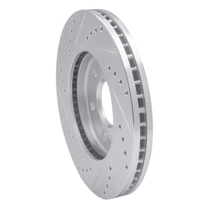 R1 05-21 Nissan Frontier Front Right Drilled & Slotted Silver Brake Rotor
