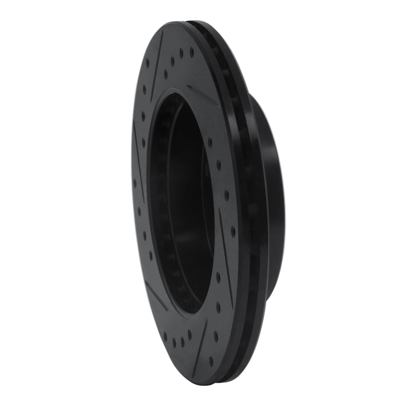 R1 94-96 Nissan 240SX Front Right Drilled & Slotted Black Brake Rotor
