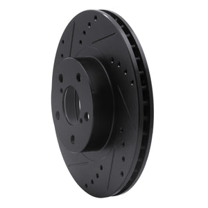 R1 90-16 Saab 9-2X Front Left Drilled & Slotted Black Brake Rotor