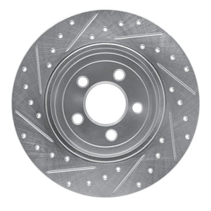 R1 2005-2023 Chrysler 300 Rear Right Drilled & Slotted Silver Brake Rotor